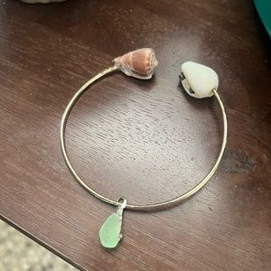 Sea Glass & Shell Bangle Bracelet